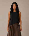 Black Round Hem Top
